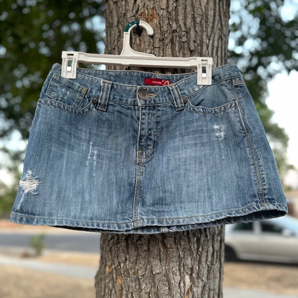 Forever 21 Vintage Distressed Y2K Blue Mini Skirt - Picture 2 of 5
